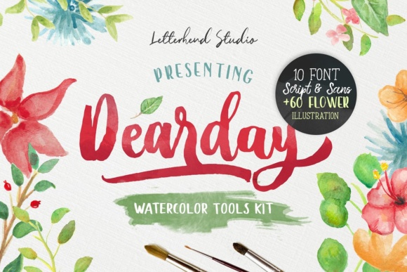 DearDay: The Script Handwritten Fonts and Watercolor Assets for Editorial Design